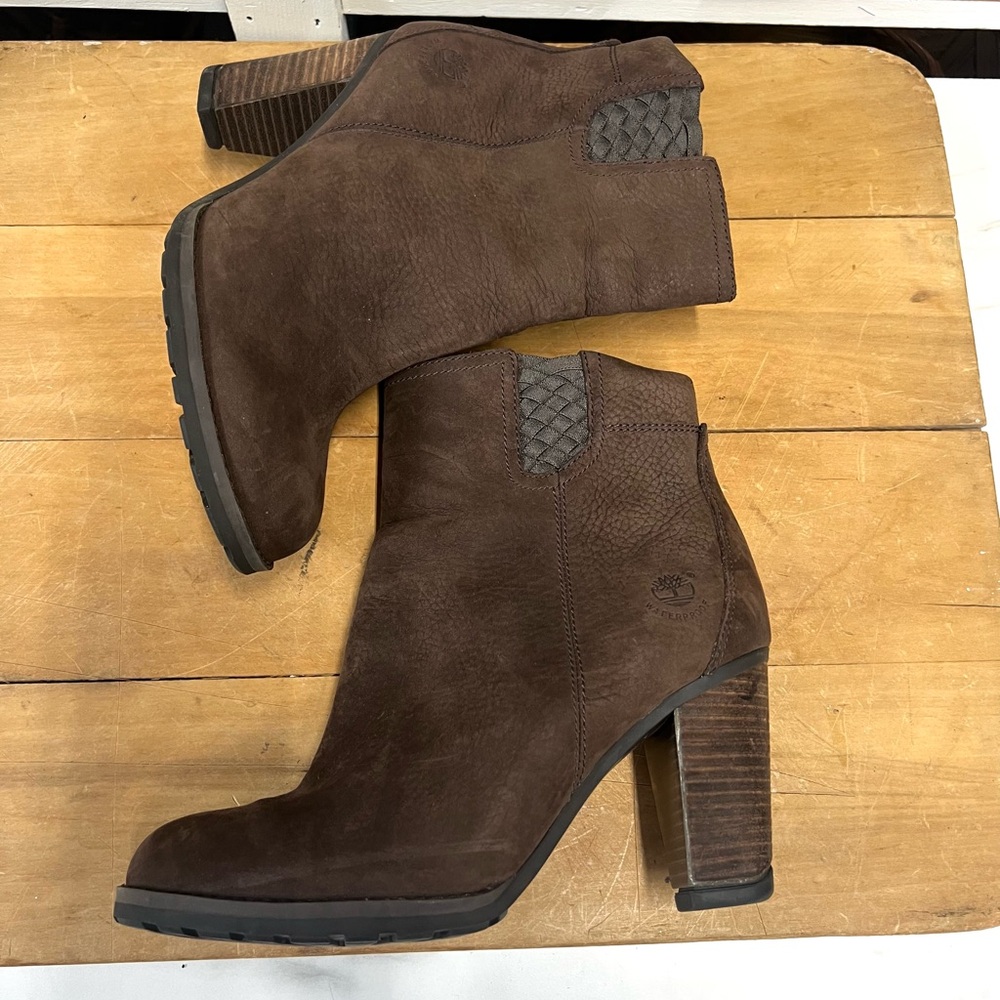 Timberland earth keeper brown boots ladies 8.5 stacked heel waterproof - Picture 8 of 10